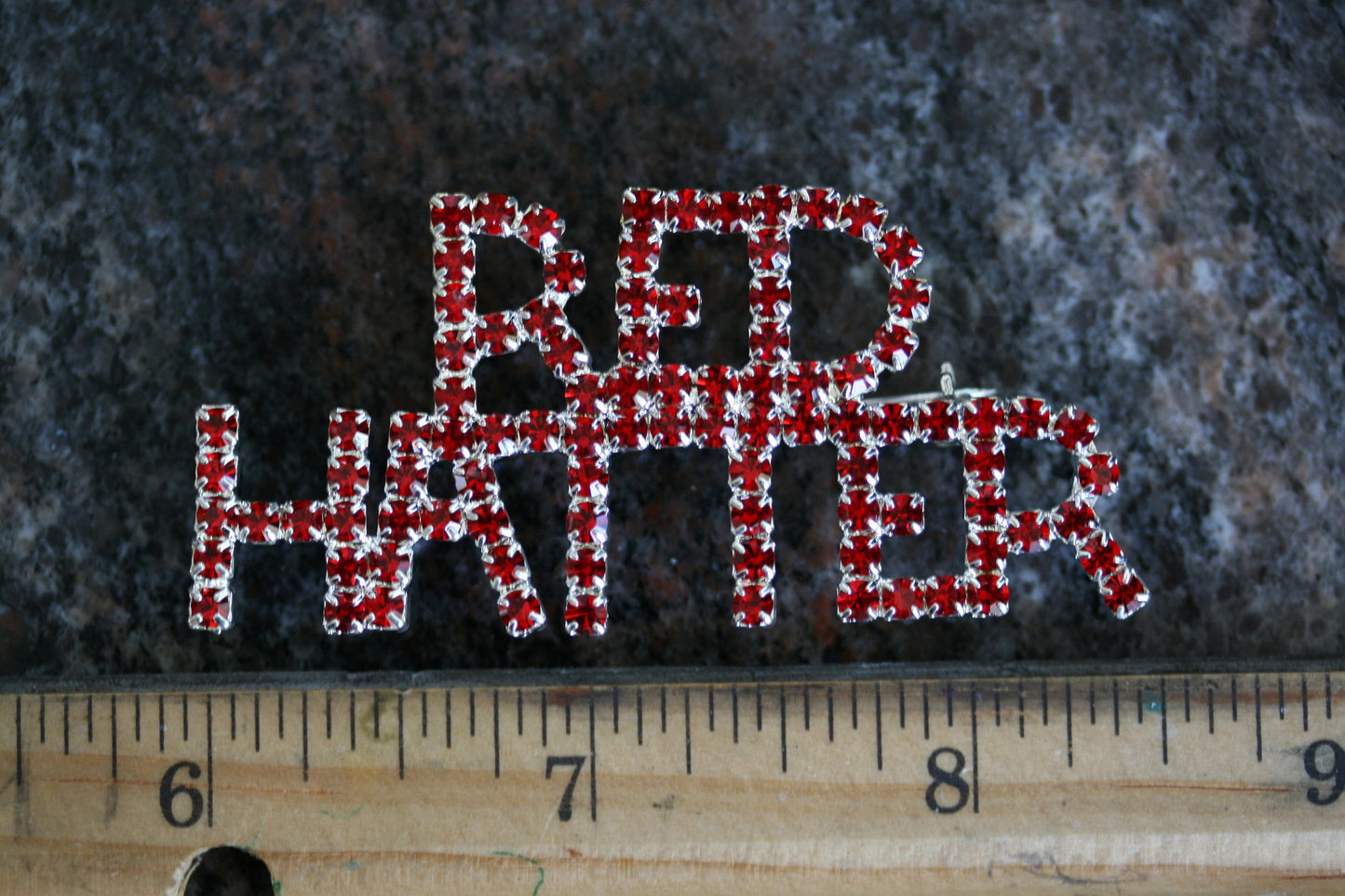 Red Hat Lady rhinestone pin brooch society, "Red Hatter" Word Brooch Rhinestone Red Hat Club Lapel Pin