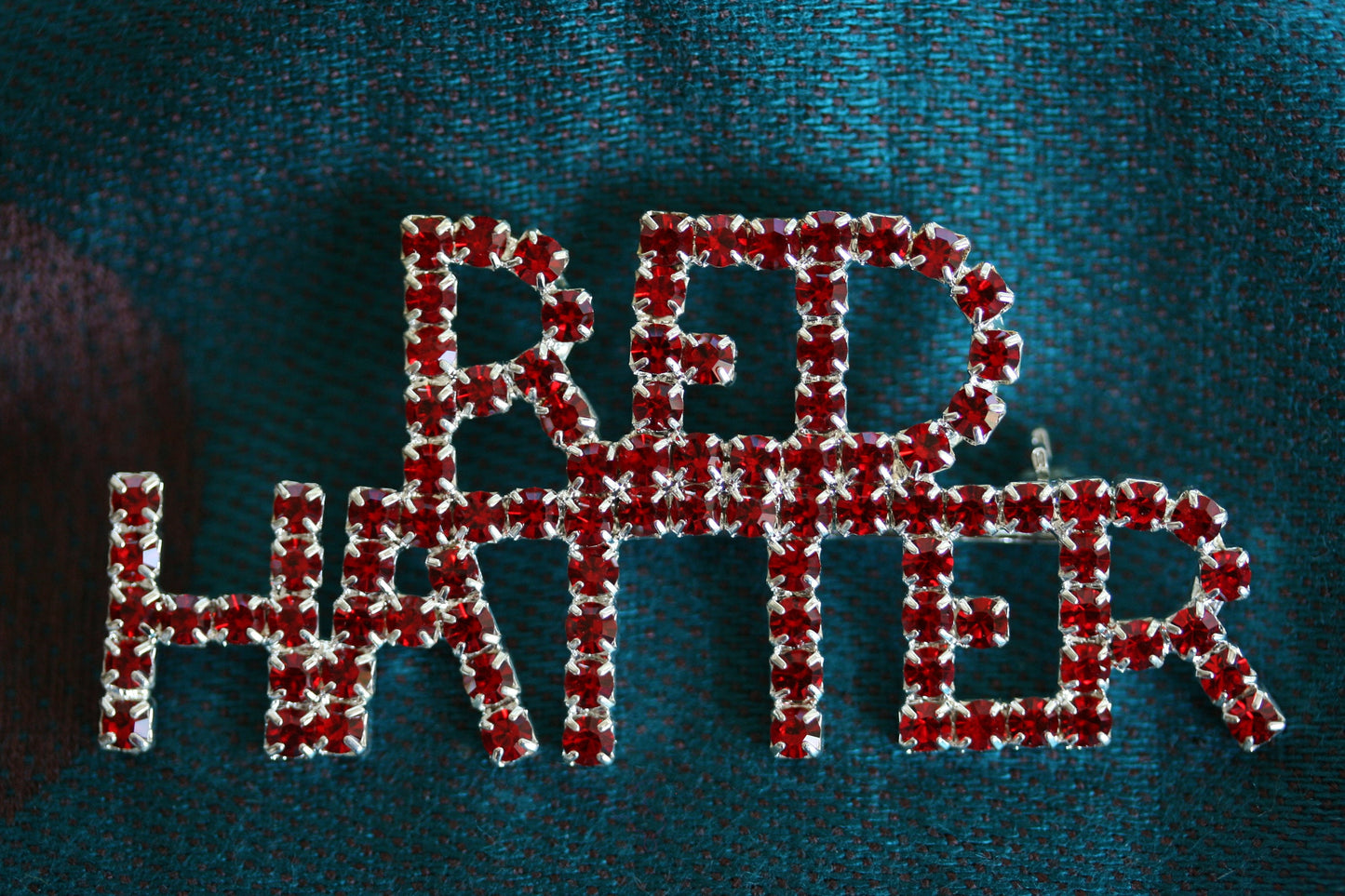 Red Hat Lady rhinestone pin brooch society, "Red Hatter" Word Brooch Rhinestone Red Hat Club Lapel Pin
