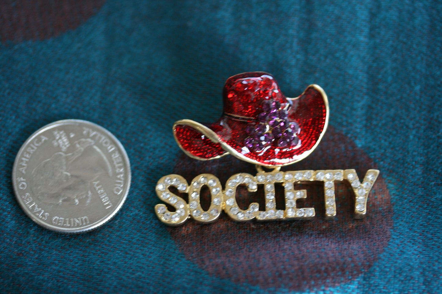 Enamel Red Hat Society Diamond Rhinestone Hat Lapel Brooch Pin, Ladies Fashion Brooches Pins Crystal Red Hat Society Jewelry