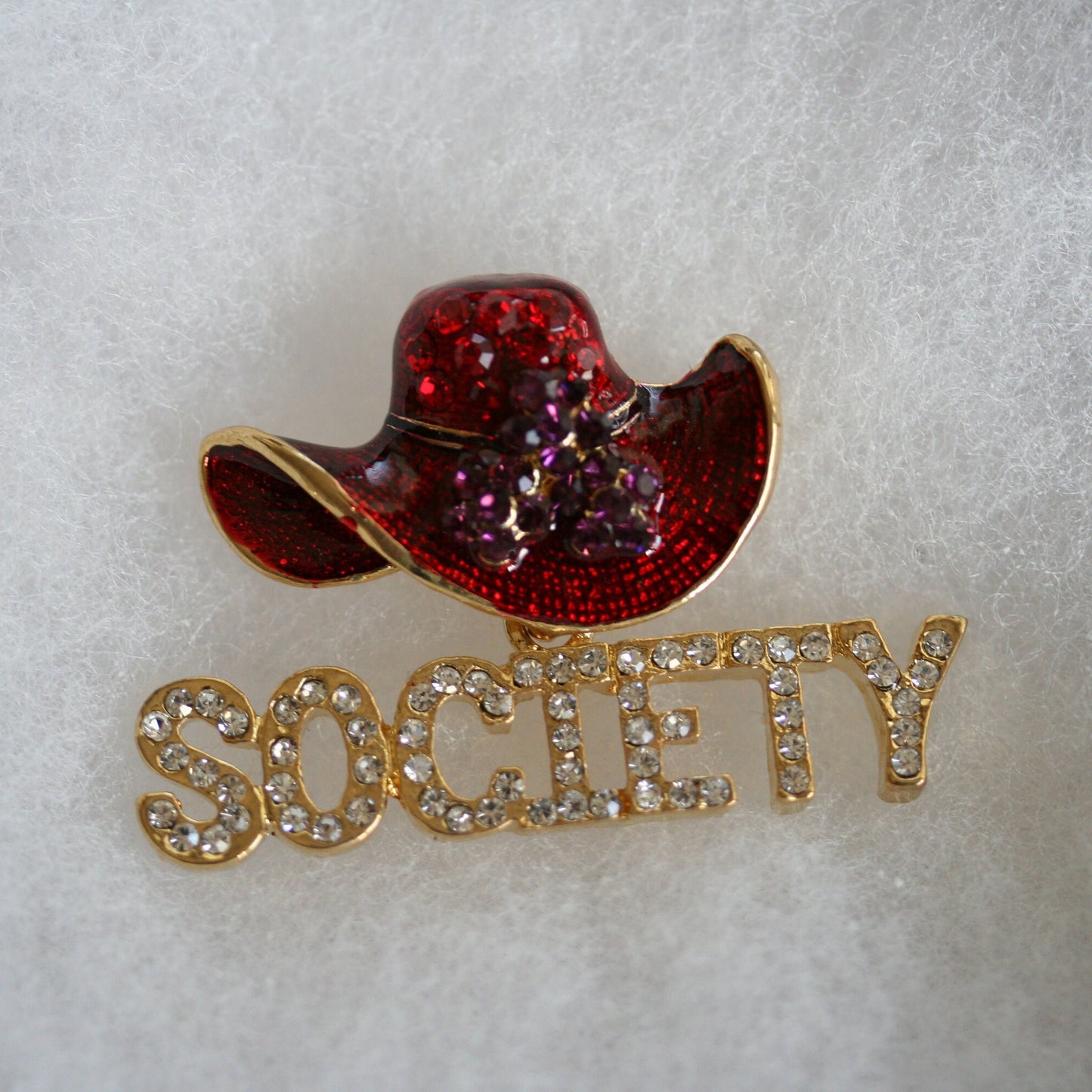 Enamel Red Hat Society Diamond Rhinestone Hat Lapel Brooch Pin, Ladies Fashion Brooches Pins Crystal Red Hat Society Jewelry