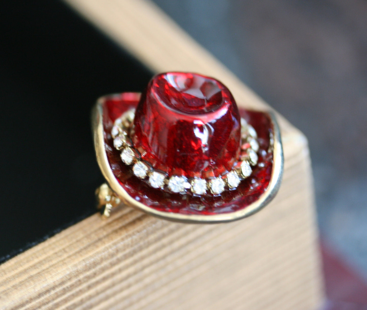 RED HAT SOCIETY Women Enamel Rhinestone Cowboy Country Brooch Pin, Red Enamel Cowboy, Cowgirl Hat Jewelry