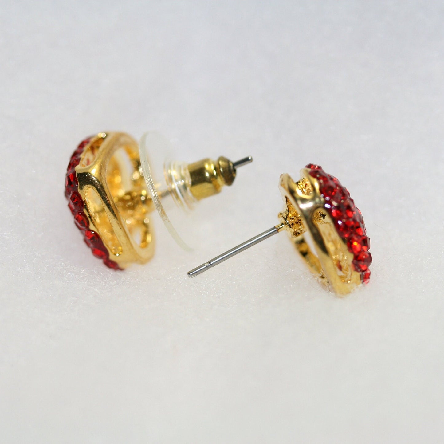 Red Rhinestone Heart Stud Earrings Valentine's Day Gift Earrings Red Jewel Small Heart Earrings Bling Heart Earrings Red