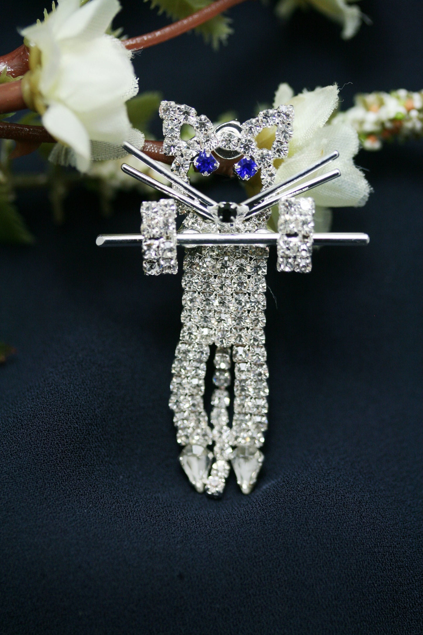 Crystal Diamond Rhinestone Cat Tac Pin Brooch Cats Ladies Fashion Pins Brooches