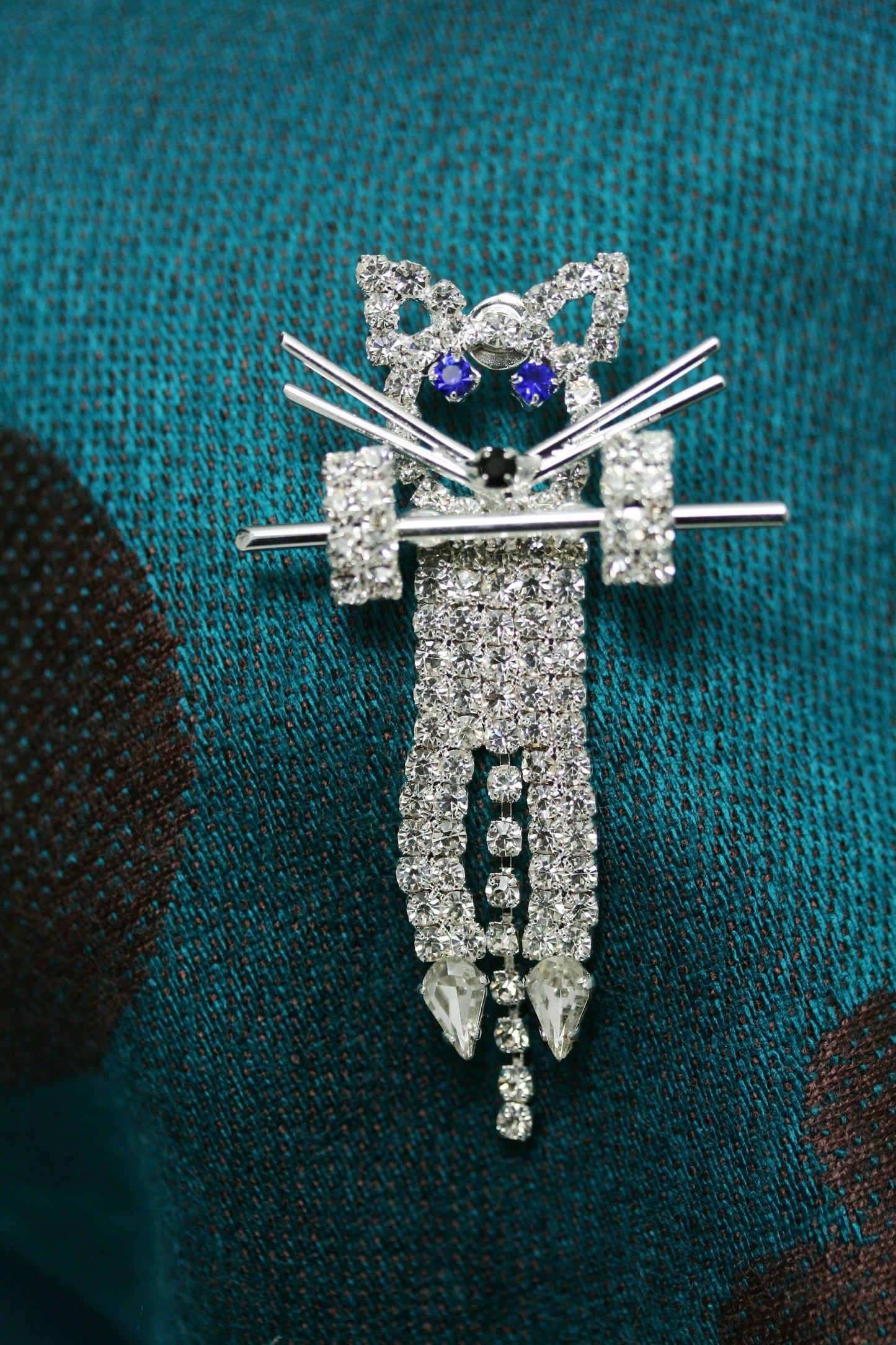 Crystal Diamond Rhinestone Cat Tac Pin Brooch Cats Ladies Fashion Pins Brooches