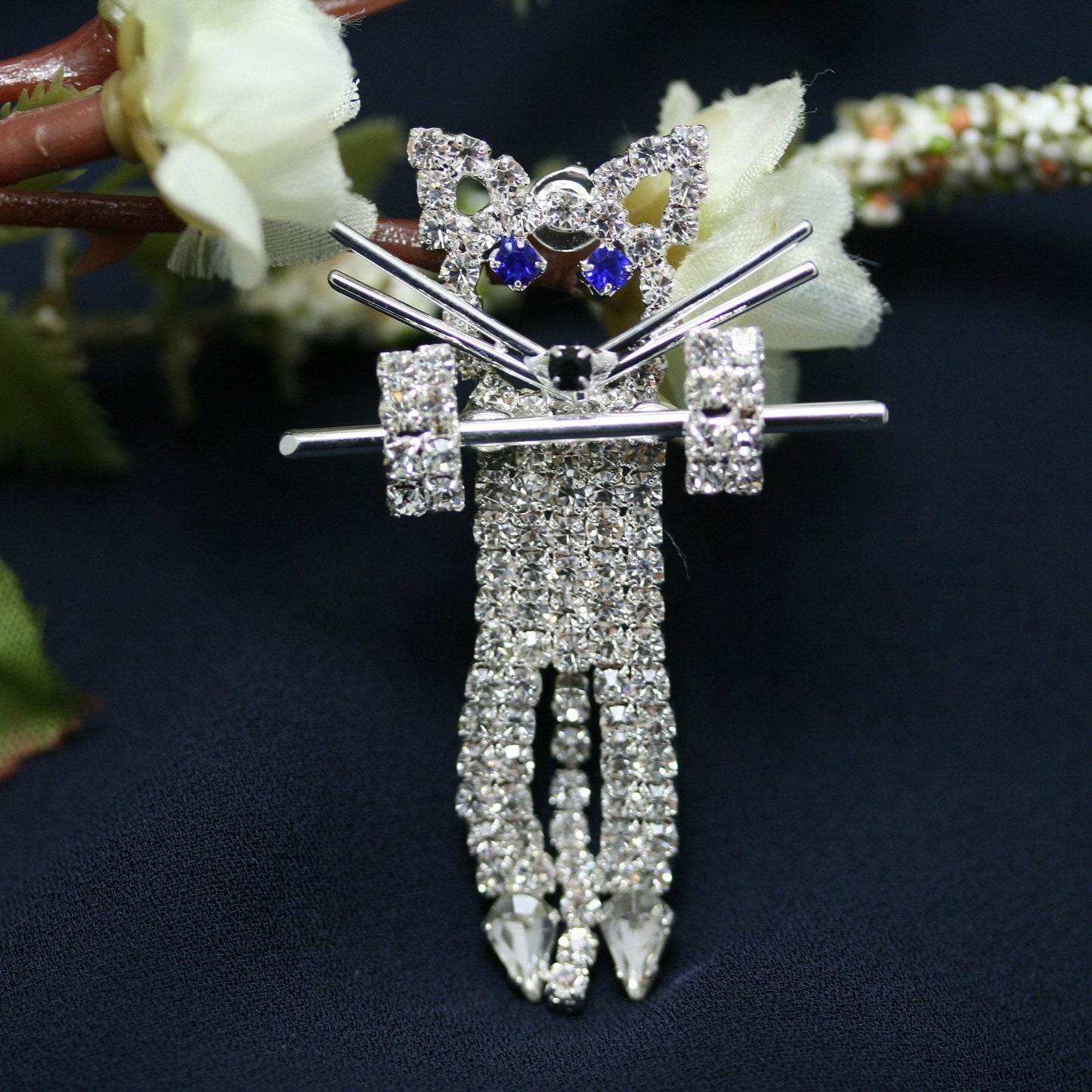 Crystal Diamond Rhinestone Cat Tac Pin Brooch Cats Ladies Fashion Pins Brooches