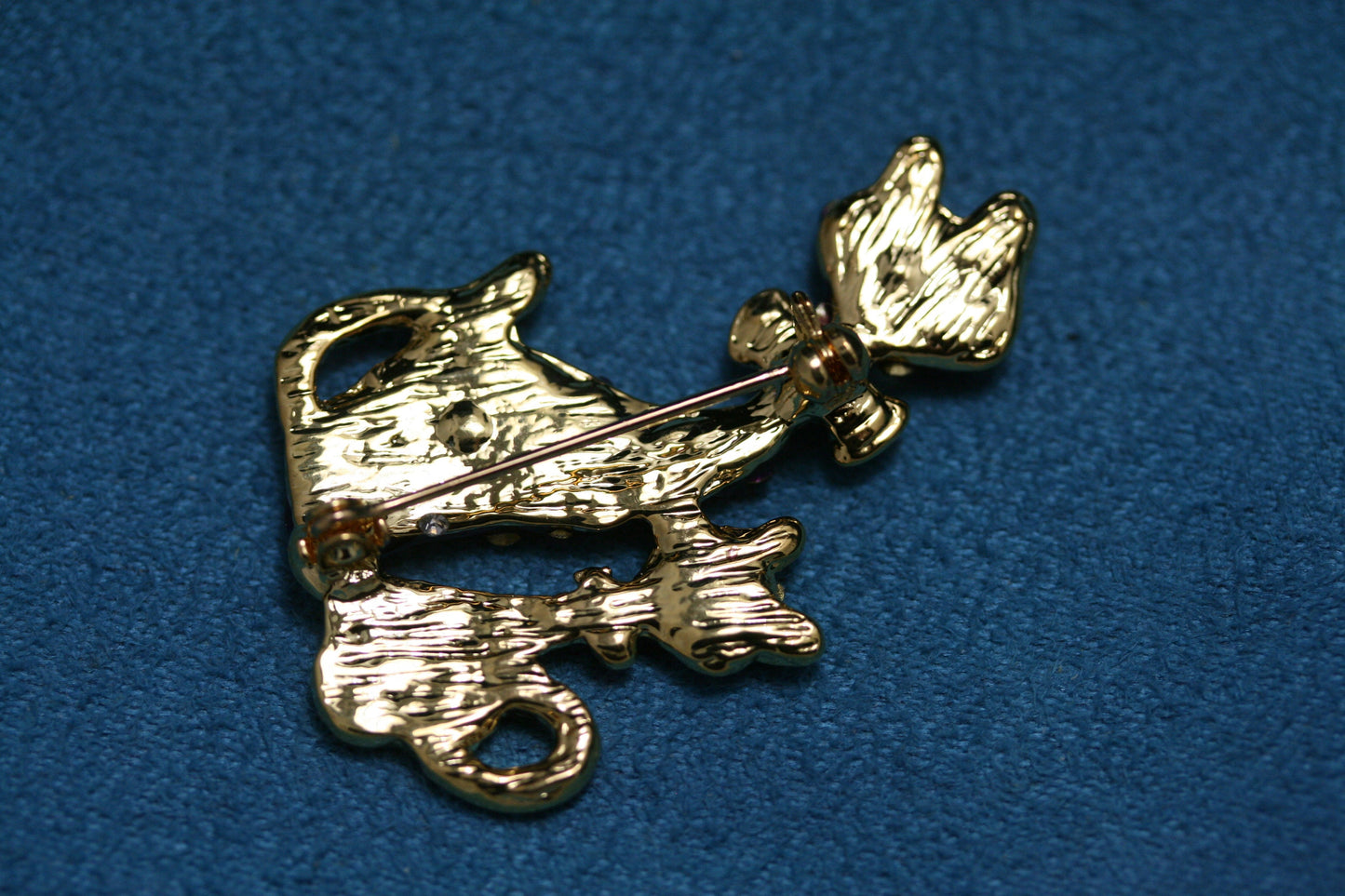 Vintage Purple Crystal Diamond Amethyst Rhinestone cat Pin Brooch Cats Ladies Pins