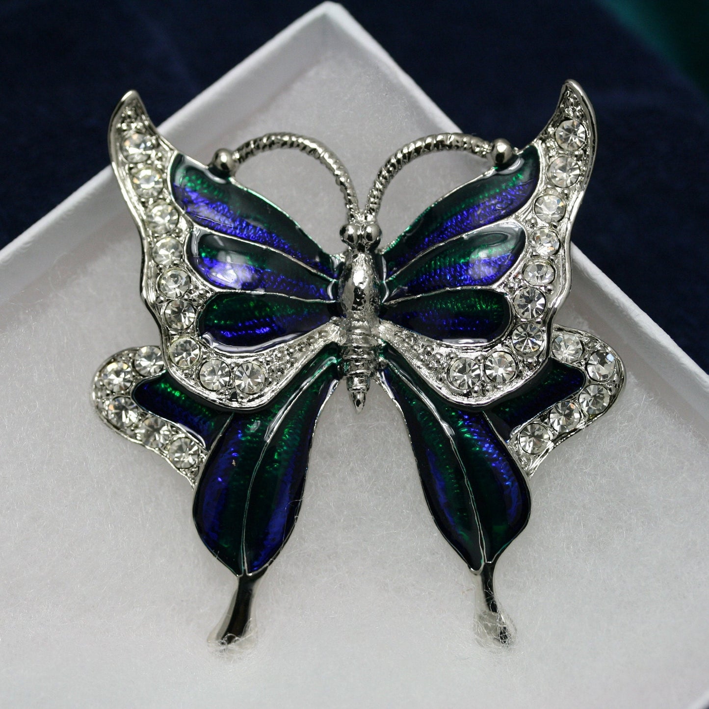 Vintage Crystal Rhinestone Butterfly Brooch Pin Blue Color Butterfly Brooches for For Women Girls Wedding/Banquet/Birthday Party
