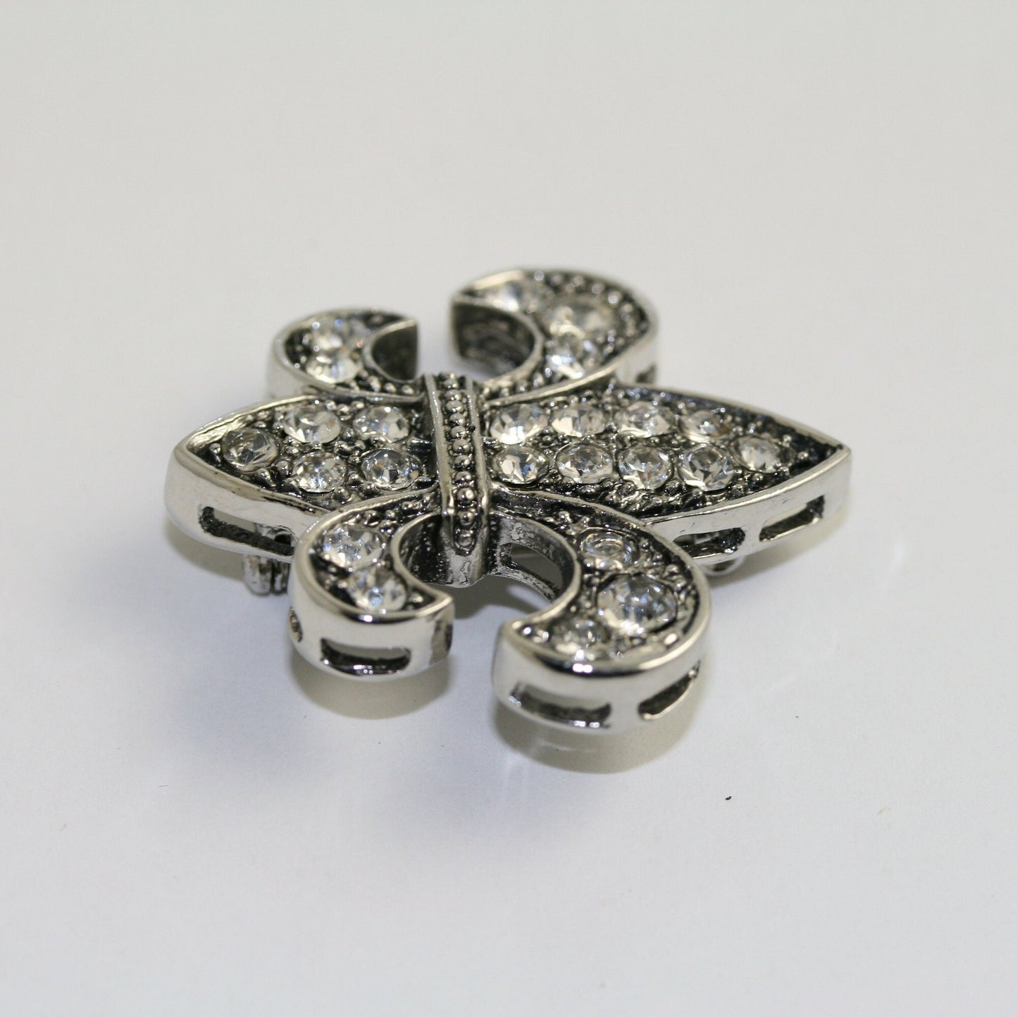 Rhinestone Fleur De Lis Crystal France Paris Lys Flower Pin Brooch