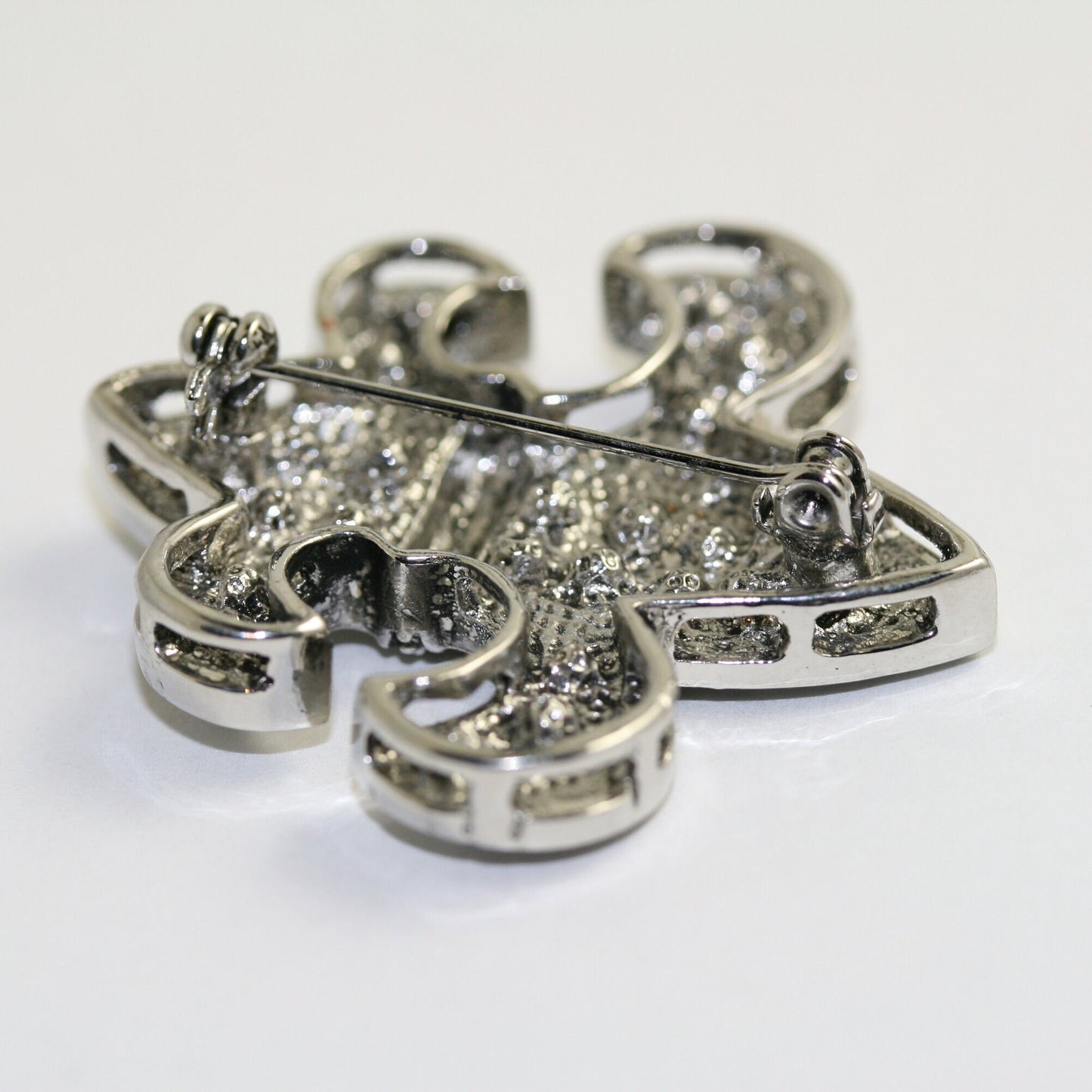 Rhinestone Fleur De Lis Crystal France Paris Lys Flower Pin Brooch