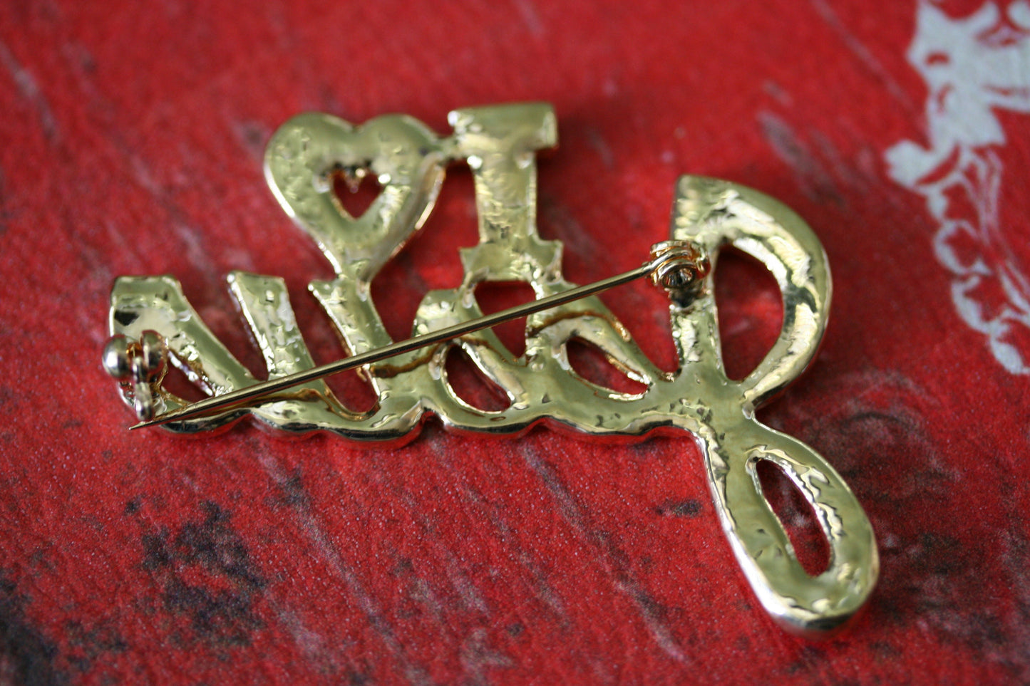 Rhinestone I Love Jesus Pin Brooch Austrian Crystal Handmade "I Love Jesus" Lapel Pin
