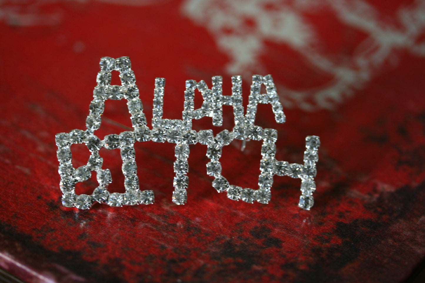 Alpha Bitch Studded Australian Crystal Silver Pin Brooch Fashion Jewelry