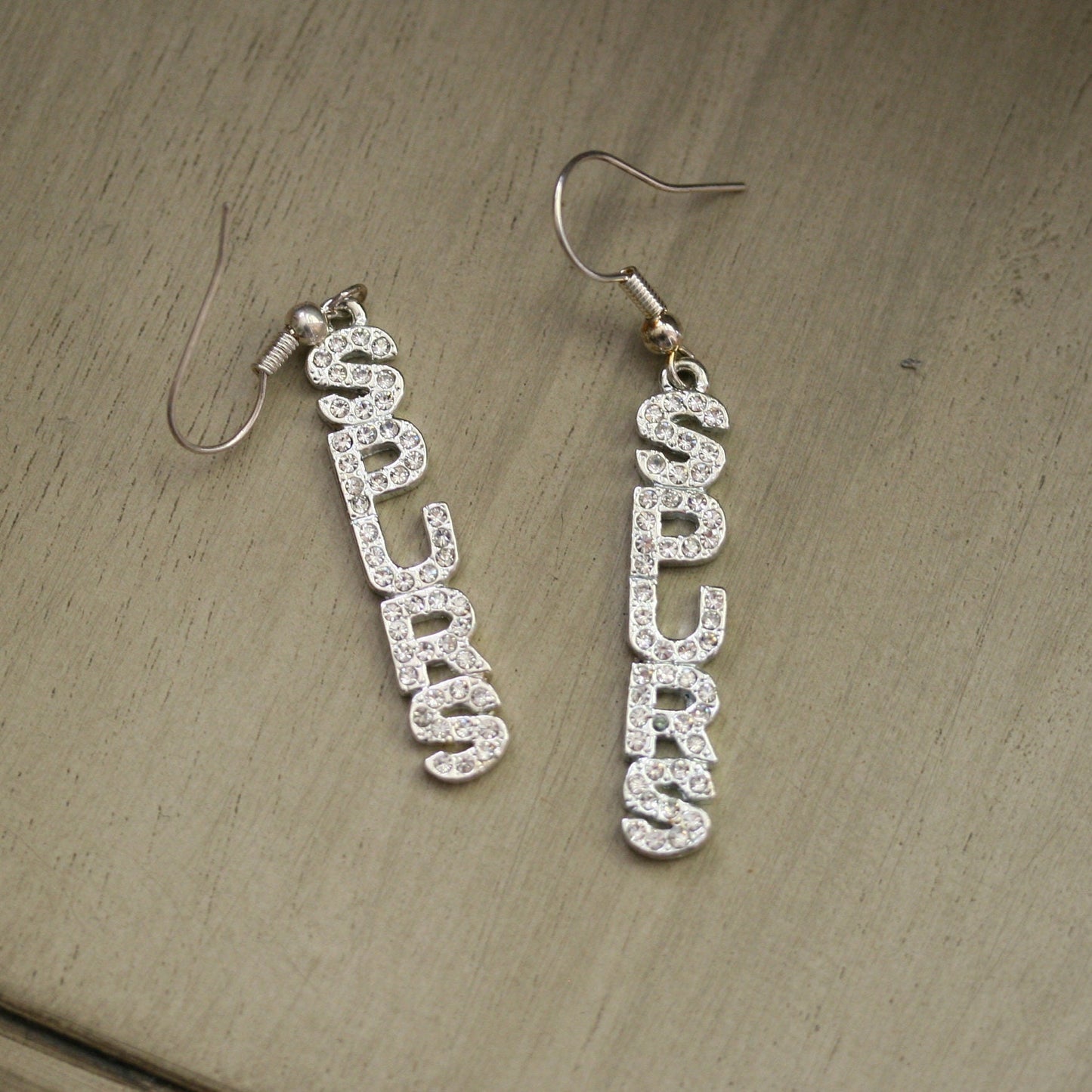 San Antonio SPURS Earrings Rhinestone Word SPURS Earrings. SPURS Dangle Earrings