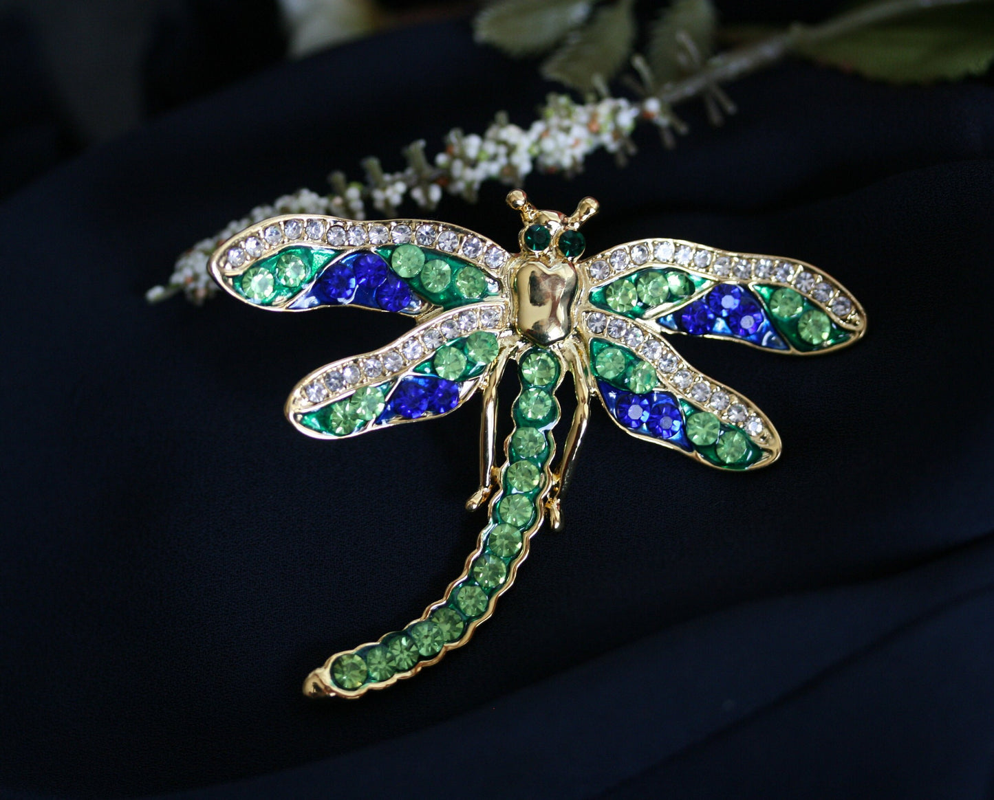Rhinestone Dragonfly Brooch Pin Animal Brooch Women Dress Scarf Brooch Hats Pin Clothing Accessories
