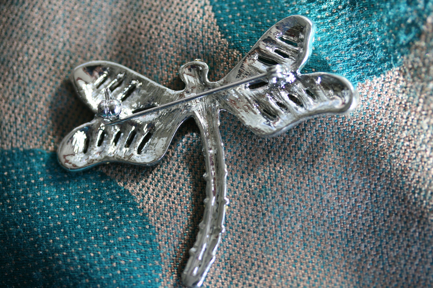 Vintage Rhinestone Clear Crystal Silver Tone Dragonfly Brooch/ Pin Antique Dragonfly Brooch