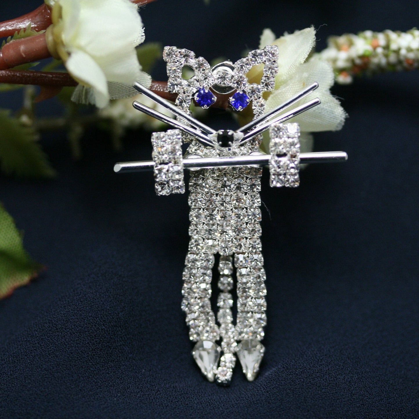 Crystal Diamond Rhinestone Cat Tac Pin Brooch Cats Ladies Fashion Pins Brooches