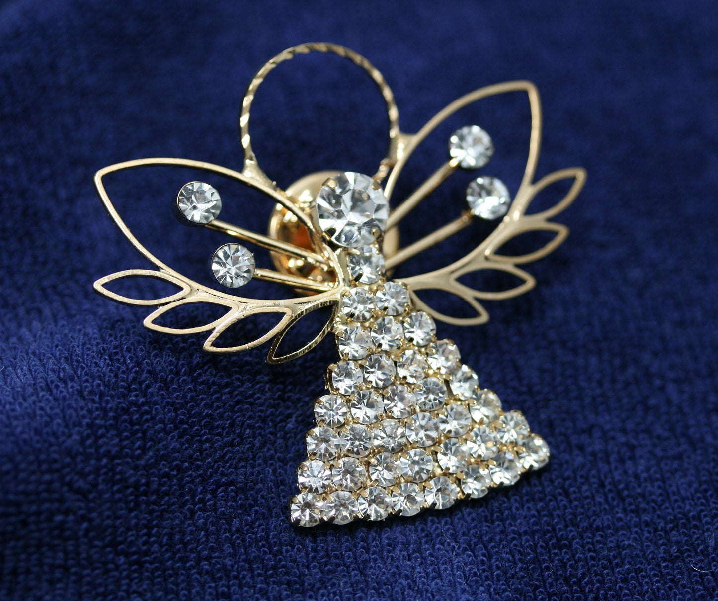 Angel Brooch Rhinestone Angel Pin Angel Jewelry, Rose Gold Plated Angel Pin, Tac Angel Pin