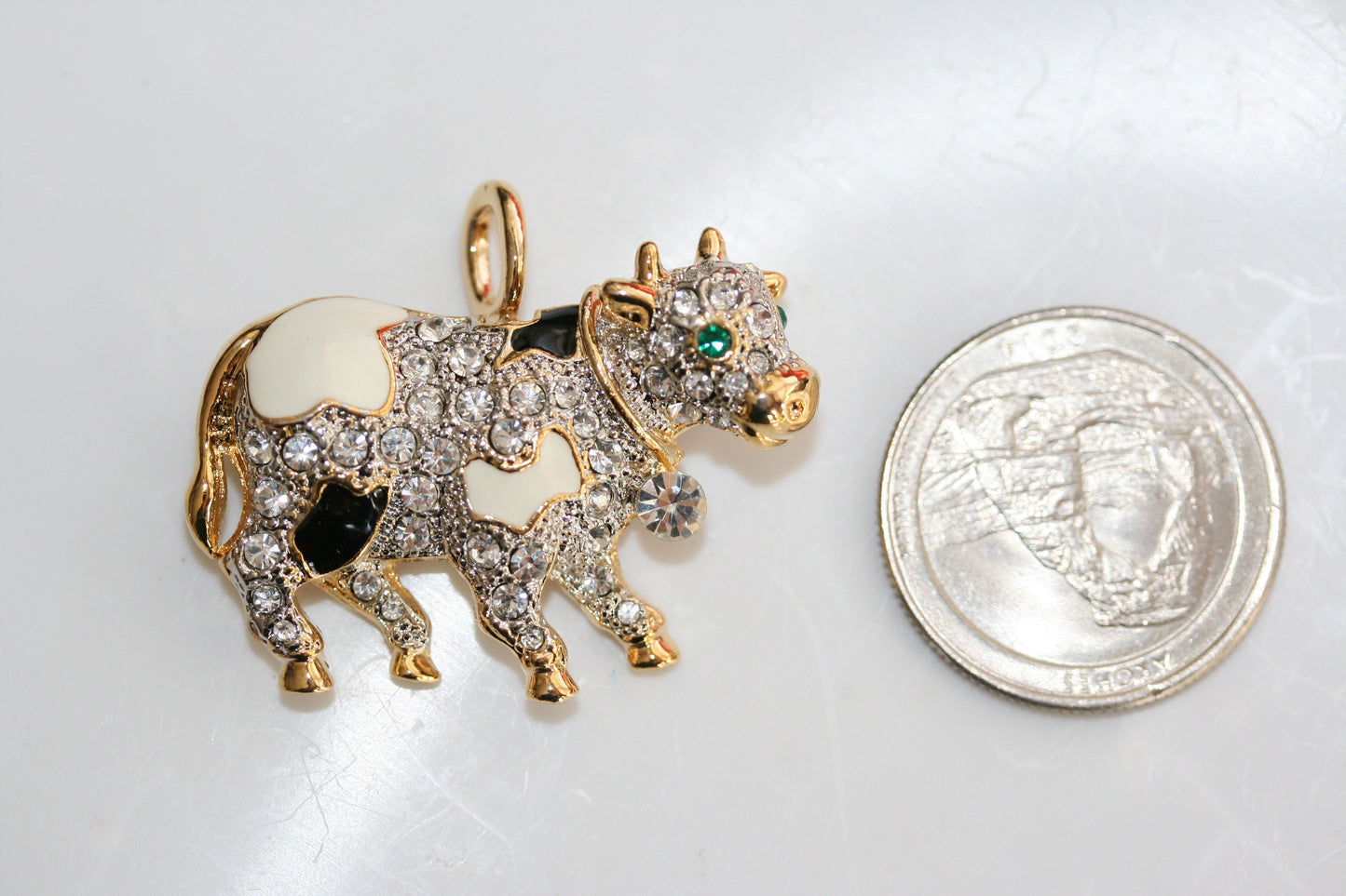 Vintage Sparkling Crystal Rhinestone COW Brooch/Pin, Barn Animals Pin, Country Brooch