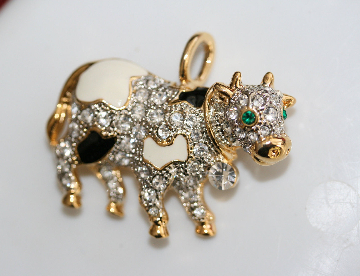 Vintage Sparkling Crystal Rhinestone COW Brooch/Pin, Barn Animals Pin, Country Brooch