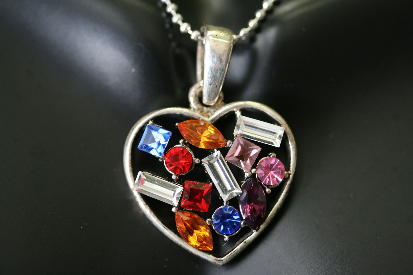 Vintage Valentine's day Crystal Rhinestone Heart Pendant Valentine's Heart Necklace Gift for Her