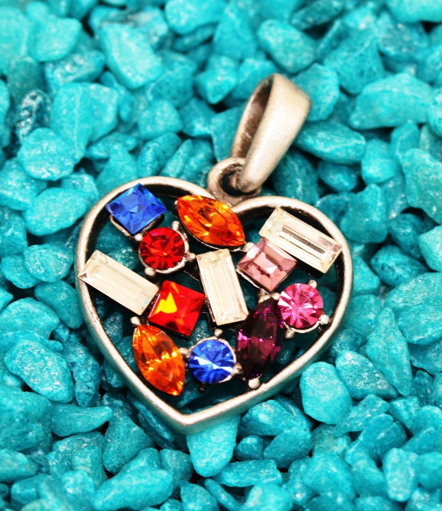 Vintage Valentine's day Crystal Rhinestone Heart Pendant Valentine's Heart Necklace Gift for Her