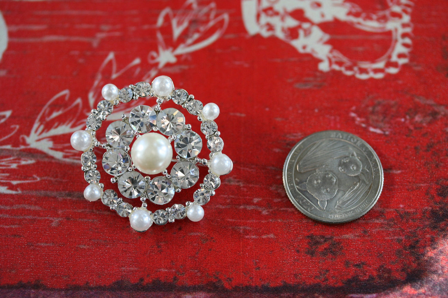 Rhinestone & Faux Pearl Décor Snowflake Design Brooch, Crystal Snowflake Pin Costume Dress Wedding Brooch