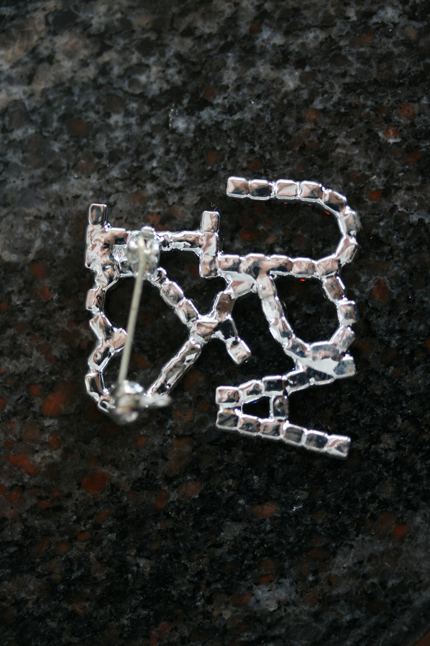 I love (Red Heart) the USA Red White and Blue Patriotic Rhinestone Pin Brooch Broach