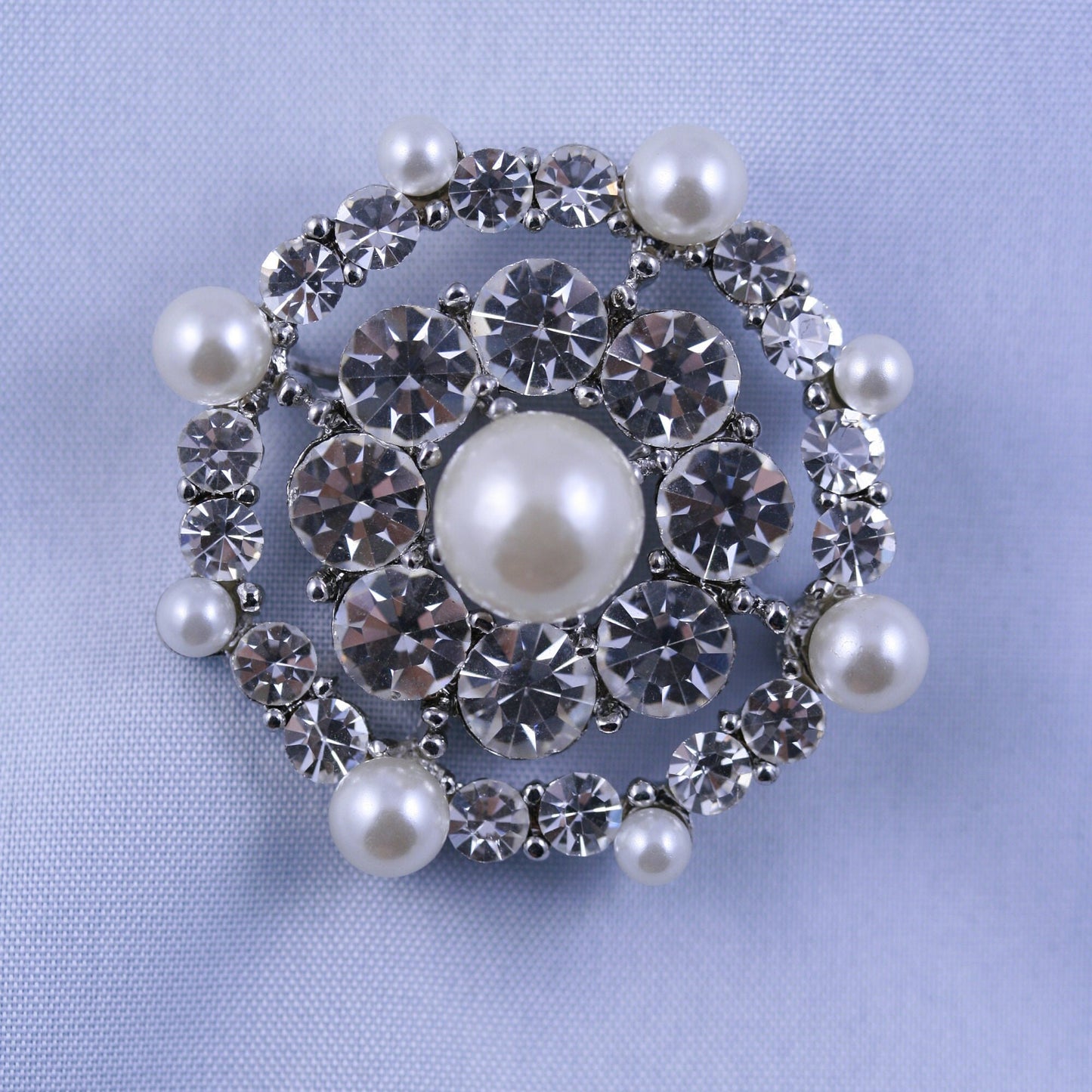 Rhinestone & Faux Pearl Décor Snowflake Design Brooch, Crystal Snowflake Pin Costume Dress Wedding Brooch