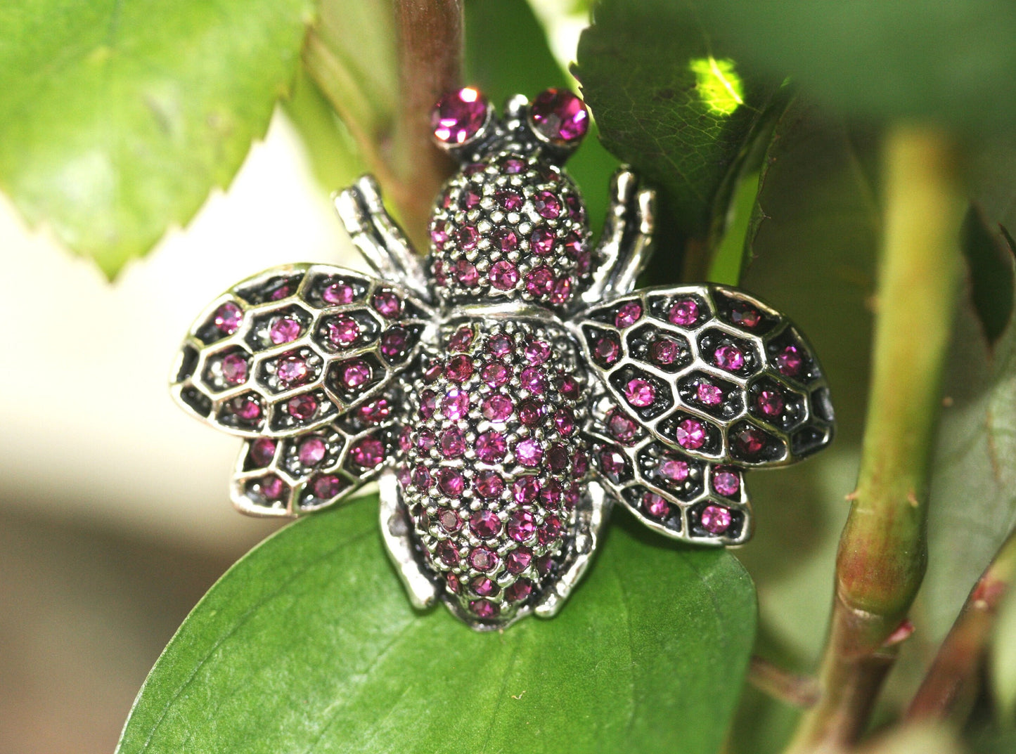 Purple Crystals Bee Brooch Rhinestone BUMBLEBEE HONEY BEE Brooch Pin