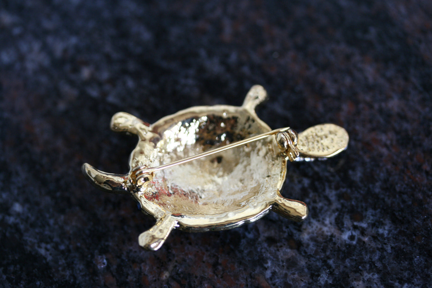 Blue and Green Enamel Rhinestone Turtle Brooch Pin Sea Turtle Jewelry