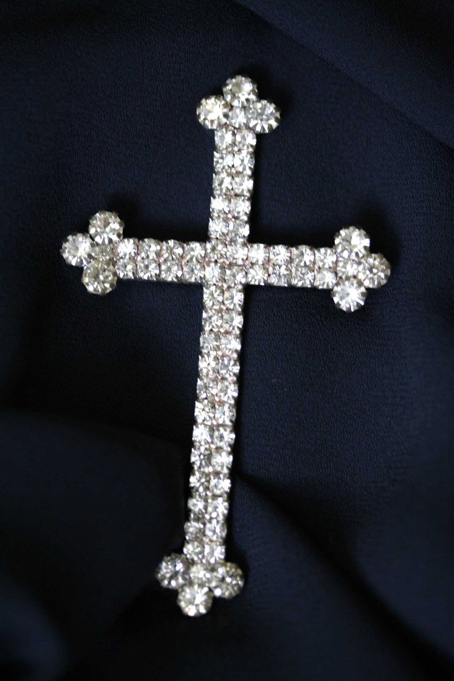 Large Rhinestone Cross Brooch Pin Jewelry Gift Faith Cross Pin Gold Tone Cross, Silver Tone Cross
