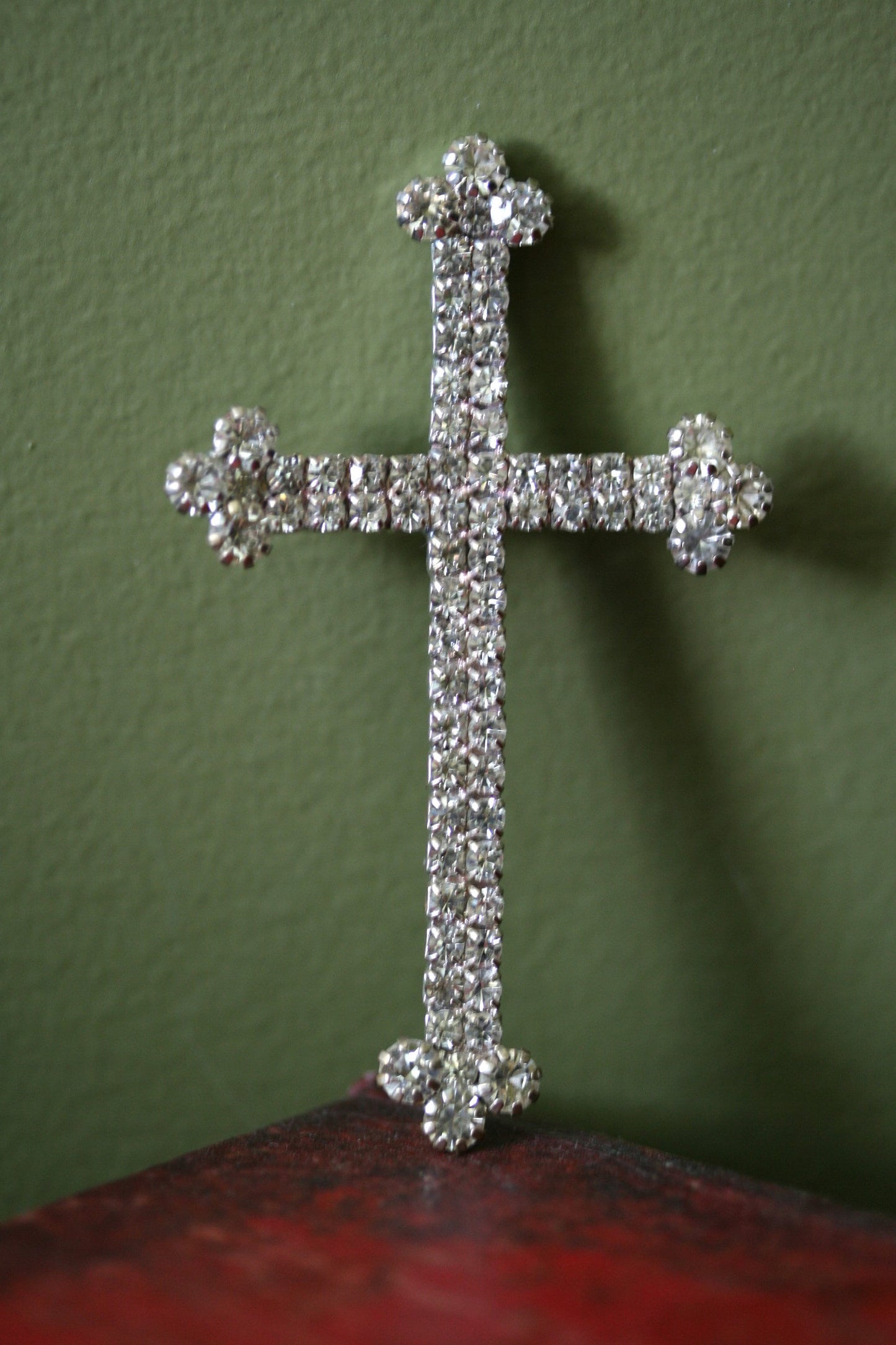 Large Rhinestone Cross Brooch Pin Jewelry Gift Faith Cross Pin Gold Tone Cross, Silver Tone Cross