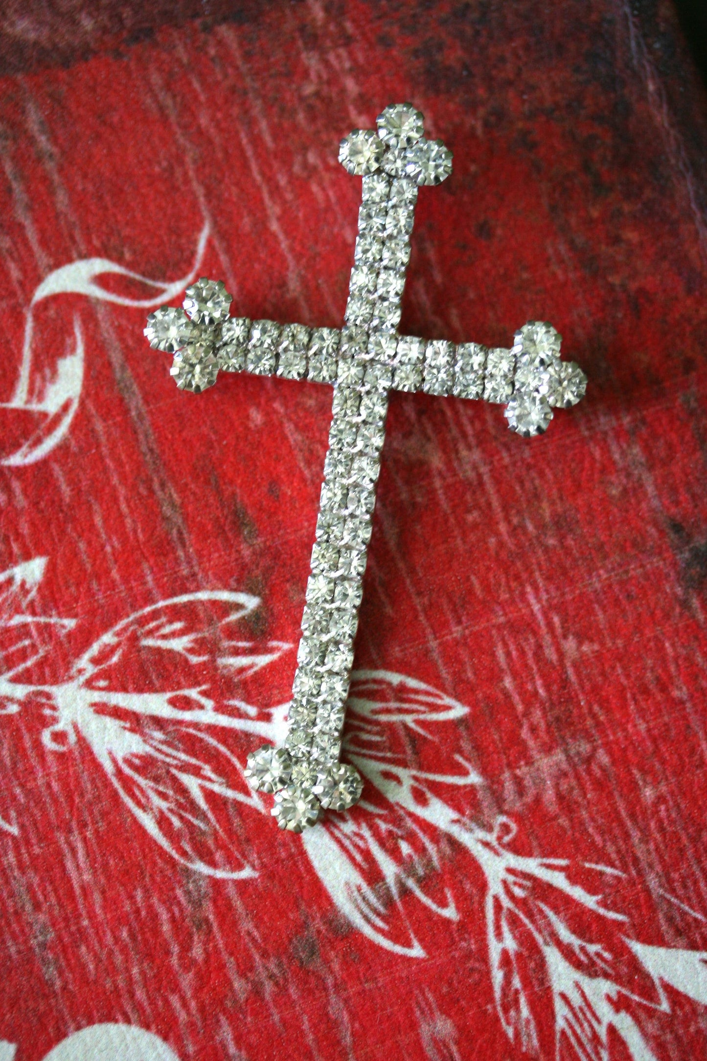 Large Rhinestone Cross Brooch Pin Jewelry Gift Faith Cross Pin Gold Tone Cross, Silver Tone Cross
