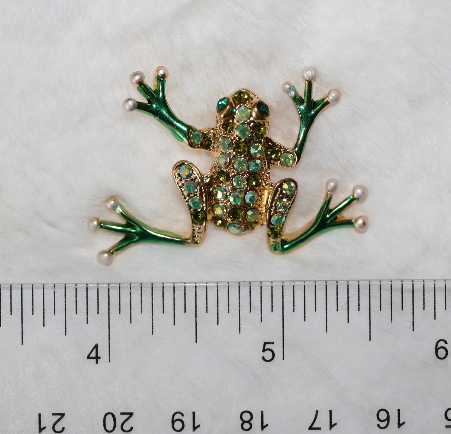 Rhinestone Green Frog brooch, Frog Pin Frog Jewelry