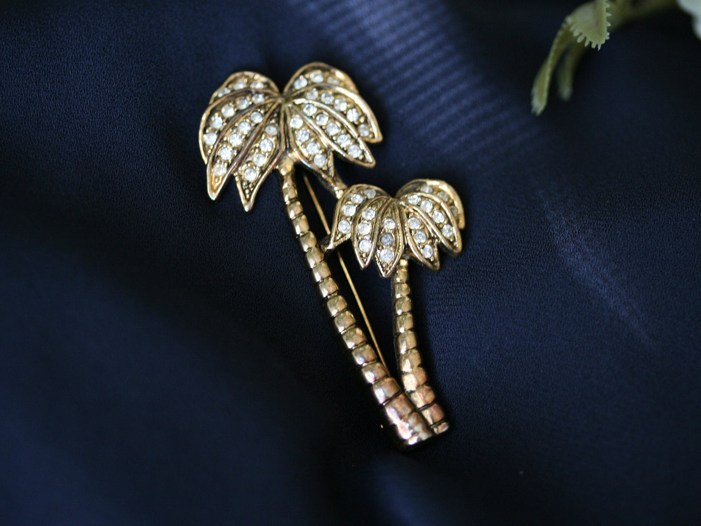 Palm Tree Pin Miami Hawaii Rhinestone Crystal Brooch Vintage Palm Tree Brooches