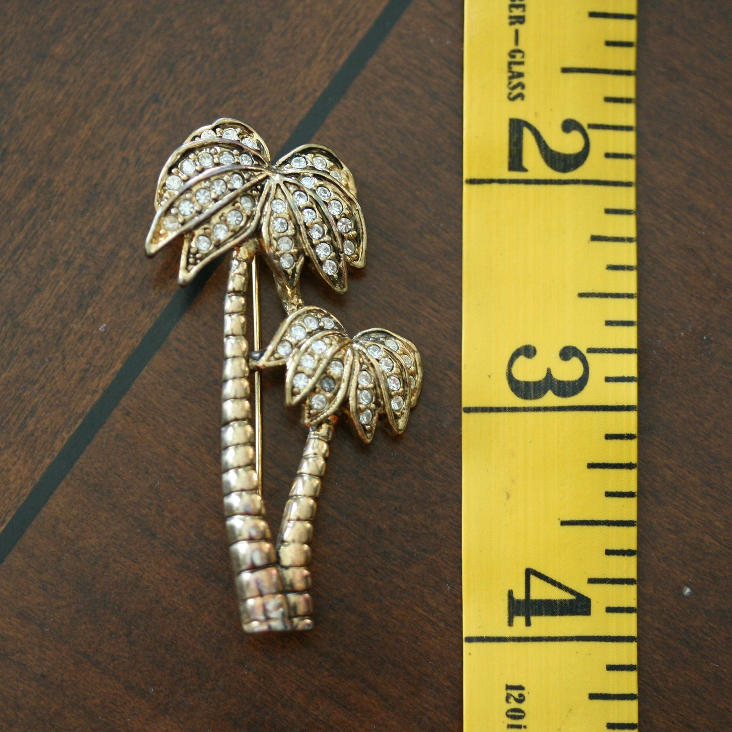 Palm Tree Pin Miami Hawaii Rhinestone Crystal Brooch Vintage Palm Tree Brooches