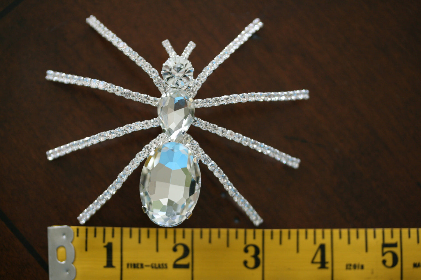 Silver Tone Clear Rhinestone 3D Halloween Spider Pin Brooch, Large Spider Pin