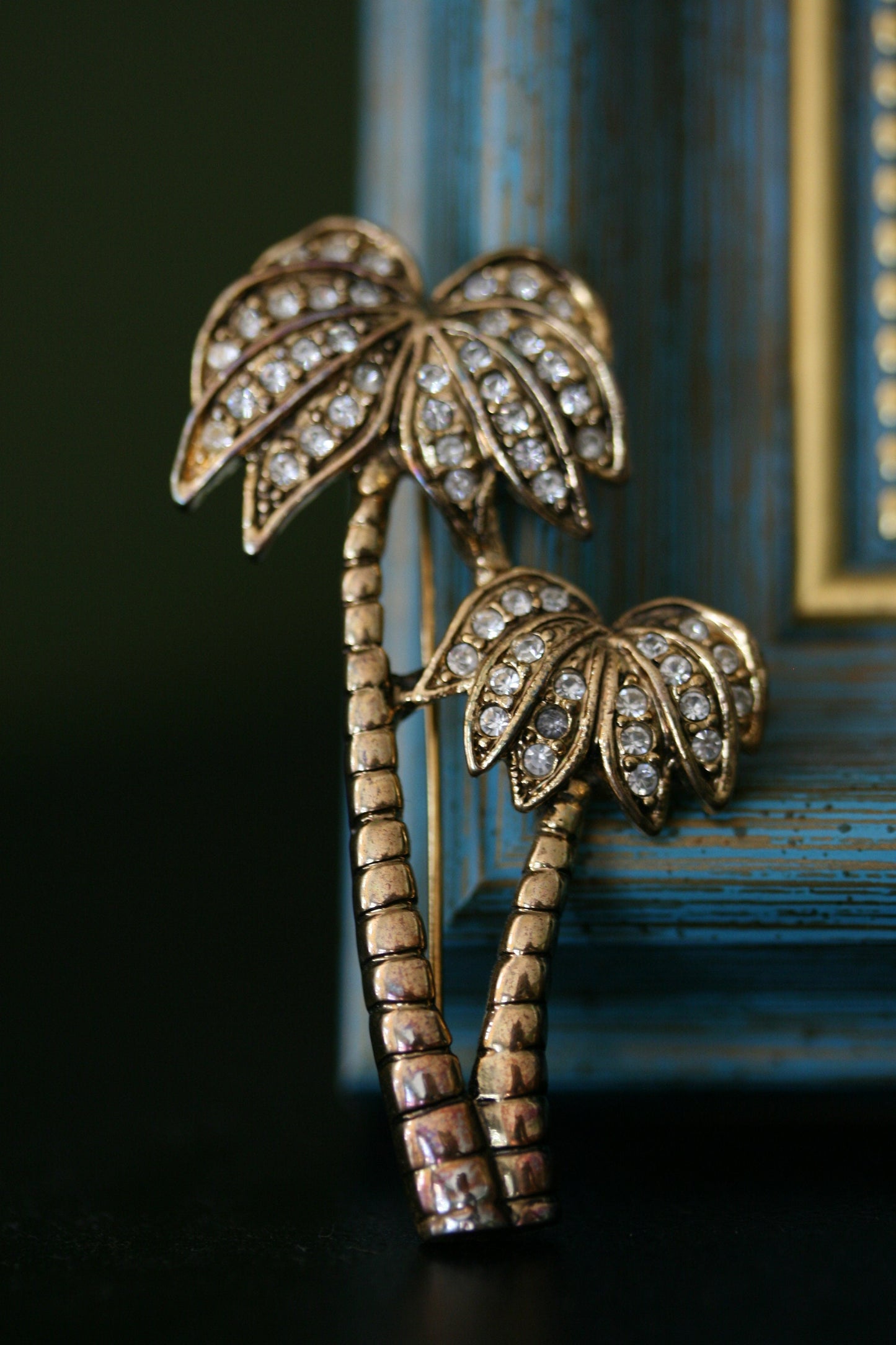 Palm Tree Pin Miami Hawaii Rhinestone Crystal Brooch Vintage Palm Tree Brooches