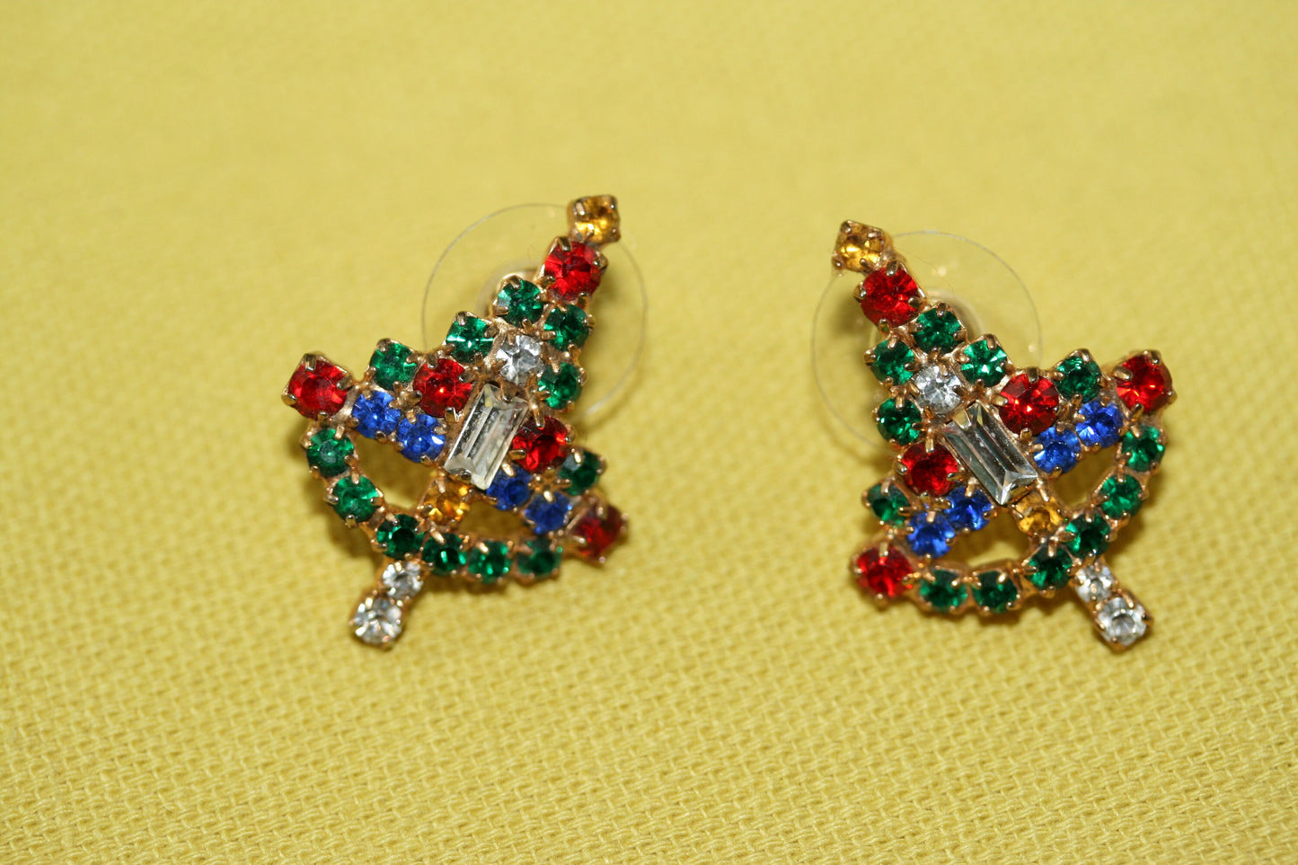 Christmas Tree Rhinestone Post Earrings Xmas Tree Stud Earrings