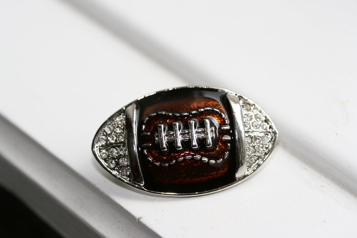 Sports Football Pin Rhinestone & Enamel Football Brooch