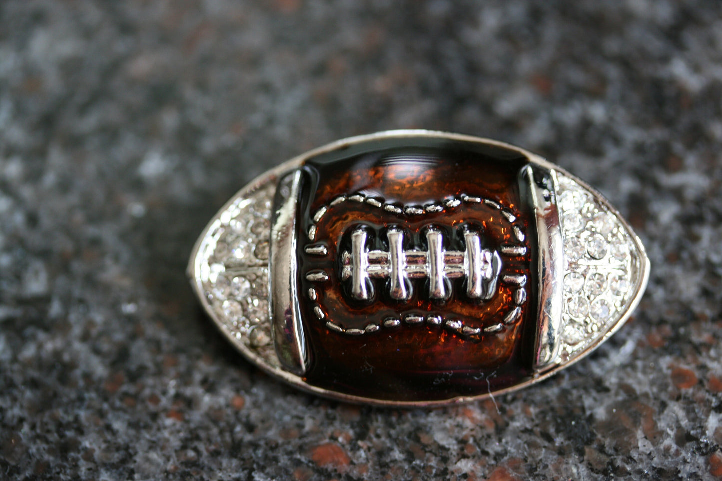 Sports Football Pin Rhinestone & Enamel Football Brooch