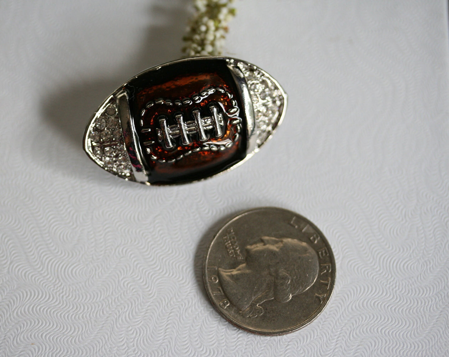 Sports Football Pin Rhinestone & Enamel Football Brooch