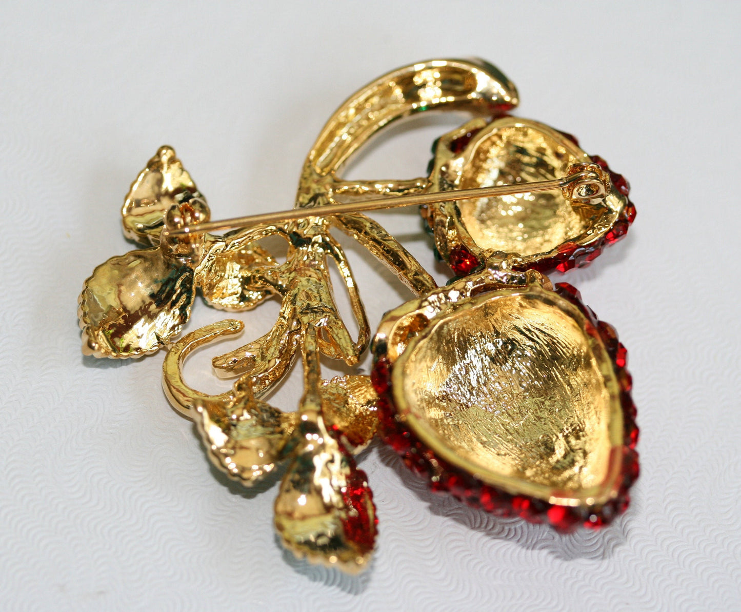Enamel & Crystal Strawberry Brooch Pin and Pendant, Fruit Ruby Red Crystal Strawberry Brooch