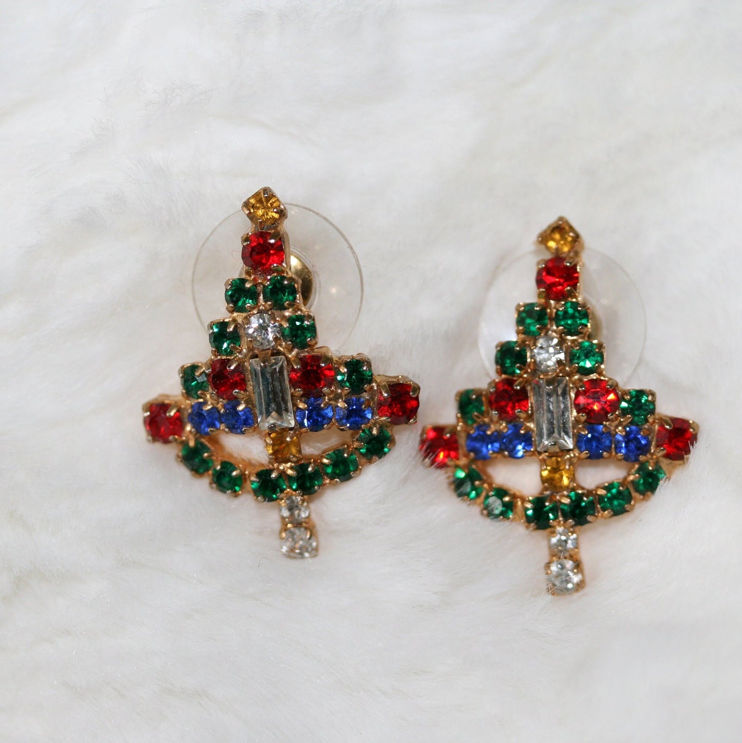 Christmas Tree Rhinestone Post Earrings Xmas Tree Stud Earrings