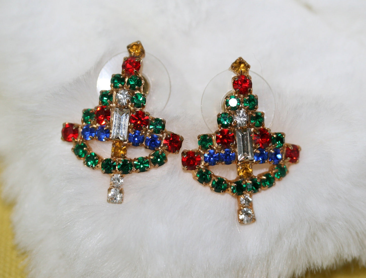 Christmas Tree Rhinestone Post Earrings Xmas Tree Stud Earrings