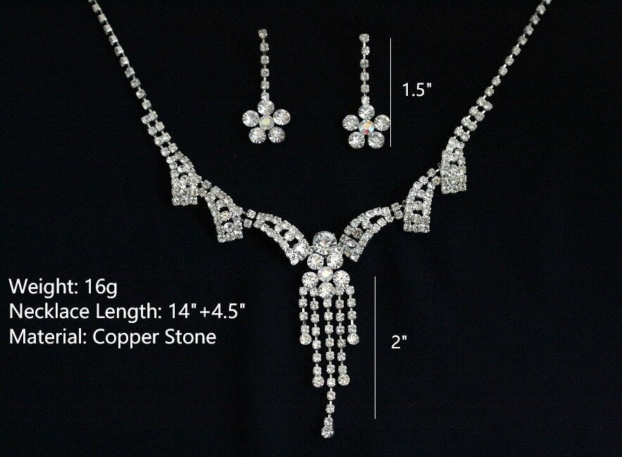 Wedding necklace set, Bridal necklace and earring set, CZ bridal necklace set, Jewelry Set For Women Perfect Gift For Her