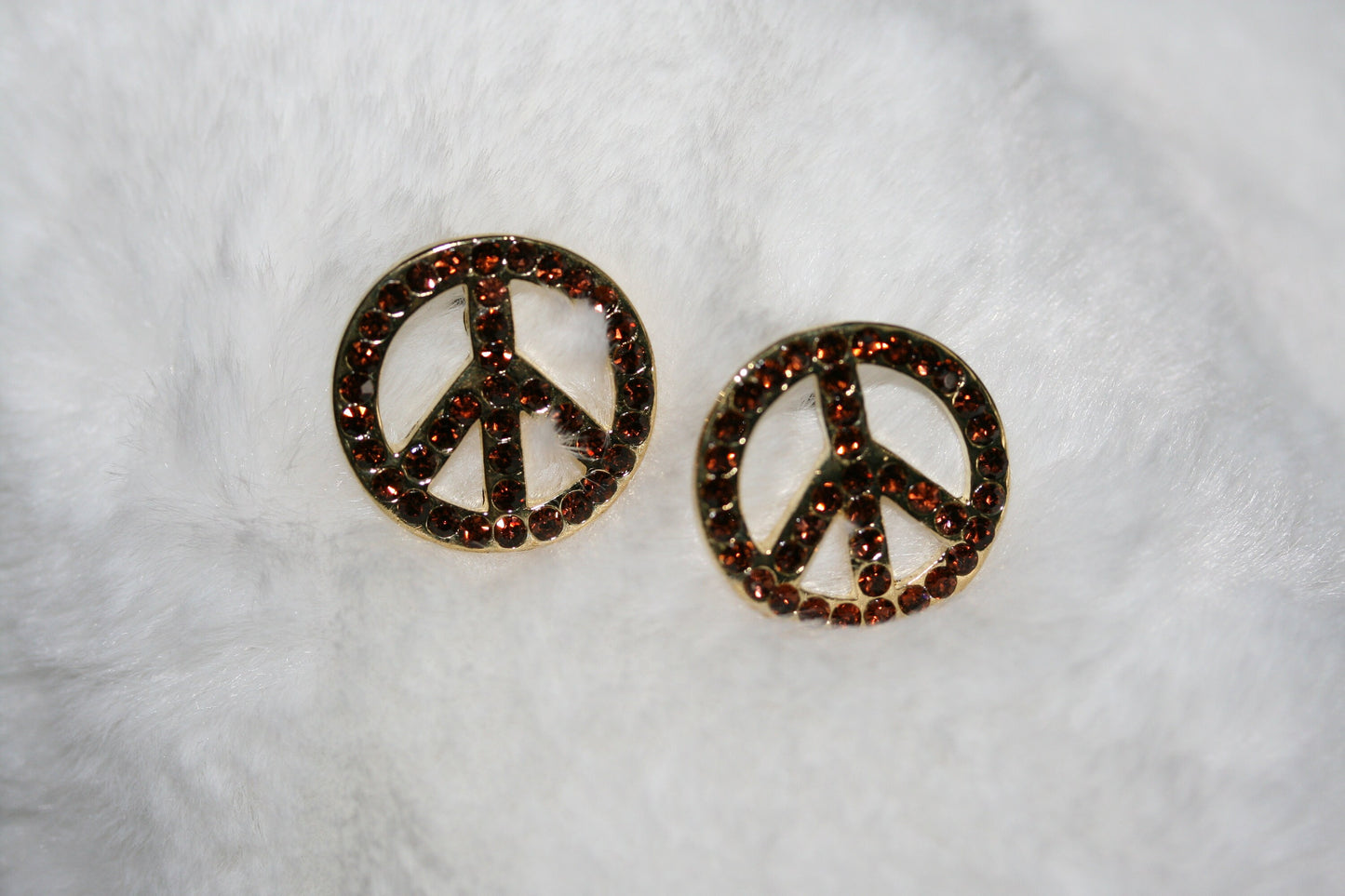 Peace Symbol Earrings, CZ Diamond Peace Sign Studs Earring, Rhinestone Women's Classic PEACE Earring