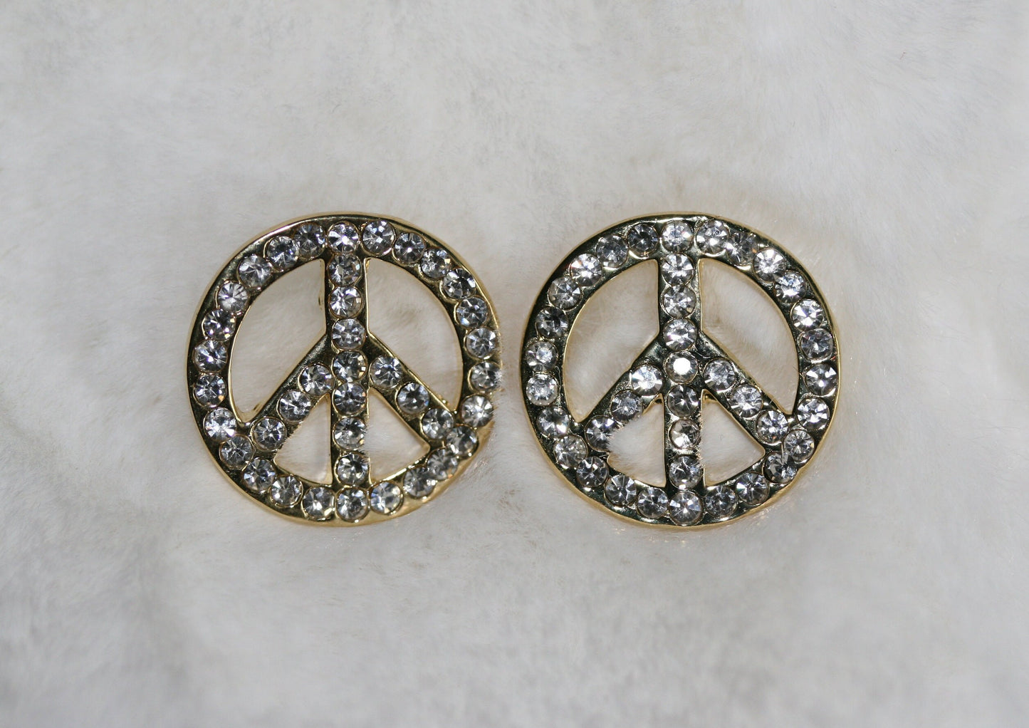 Peace Symbol Earrings, CZ Diamond Peace Sign Studs Earring, Rhinestone Women's Classic PEACE Earring