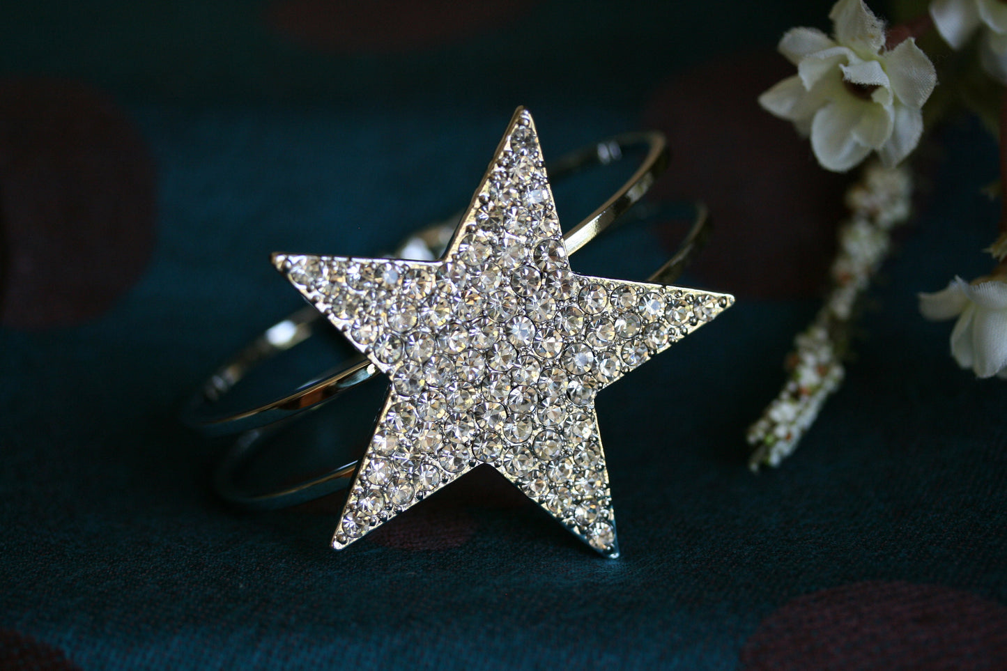 Rhinestone Star Cuff Bracelet Star Earrings Texas Star Cuff Bangle Bracelet and Star Earrings