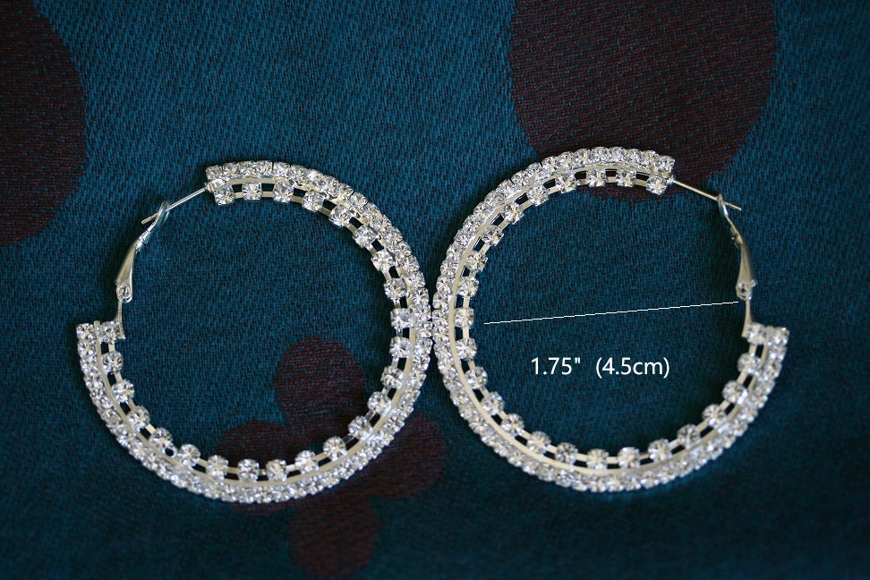 Rhinestone Hoop Earrings Fashion Thin Big Hoop Earrings Hoop Earrings for Women Girls Jewelry Gifts