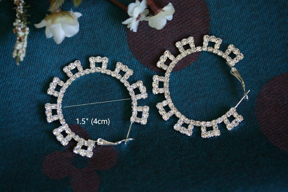 Rhinestone Hoop Earrings Fashion Thin Big Hoop Earrings Hoop Earrings for Women Girls Jewelry Gifts